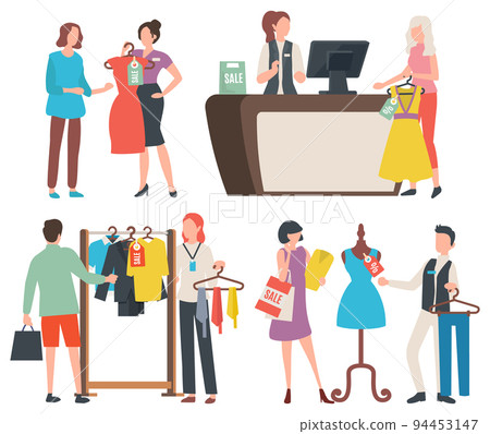 People Shopping Cashier at Counter Shop Consultant People Shopping Cashier at Counter Shop Consultant 94453147