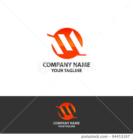 Abstract letter M modern logotype icon design concept. Creative minimalist gradient one line logo template isolated. 94453267