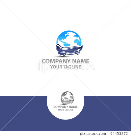 Template desain logo vektor. pesawat dan bantal. Simbol konsep kreatif untuk hotel, Hostel, perjalanan, sewa perumahan, real estate. 94453272
