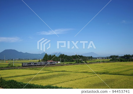 Tohoku Main Line running through paddy fields Tohoku Main Line running through paddy fields 94453741