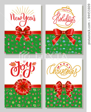 Happy Holidays Christmas and New Year Greeting Set 94453809