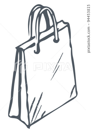 Shopping Bag with Handles Monochrome Sketch Icon Shopping Bag with Handles Monochrome Sketch Icon 94453815