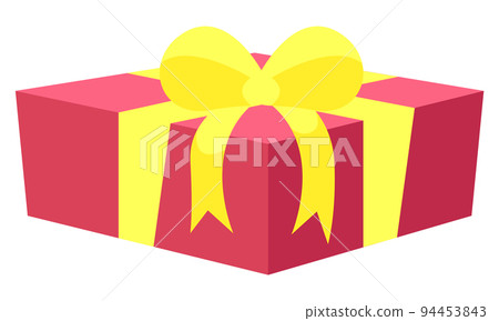 Greeting Card with Present Box and Ribbon Vector 94453843