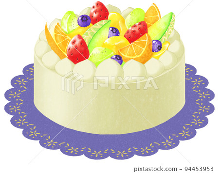 fruit decoration whole cake illustration 94453953