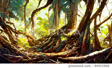 forest Mayan style ancient culture 3D illustration 94453998