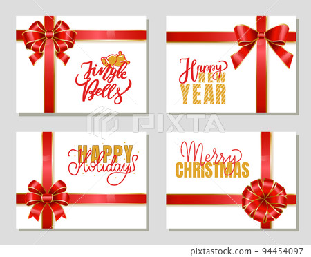 Happy New Year and Merry Christmas Gift Cards Set 94454097