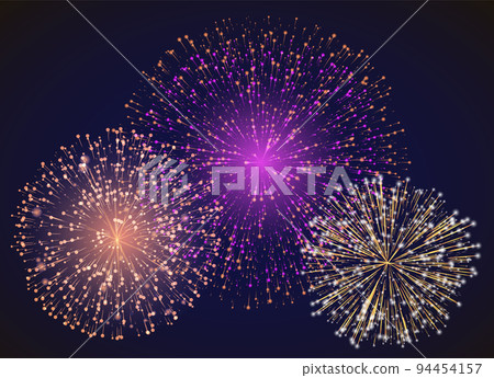 Colorful Bright Fireworks on Night Sky, Celebrate 94454157