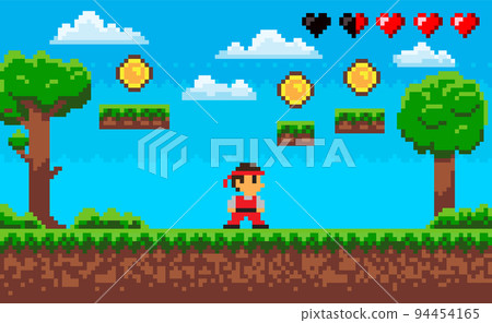 Fighting Game Pixel Character on Scene Arcade 94454165