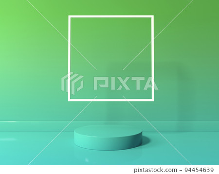 Podium with a square frame in a room - 3D 94454639