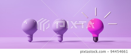 One out unique idea light bulb - 3D 94454661
