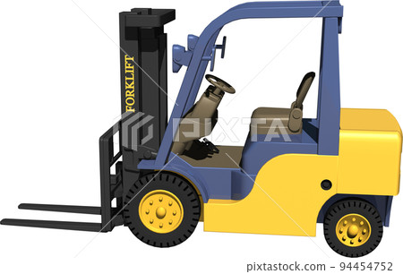 Illustration of a yellow forklift indispensable for loading warehouses, factories and stores 94454752