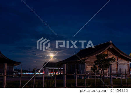 Meiwa Town, Mie Prefecture Mid-Autumn Moon rises beyond the restored Saiku Heian no Mori 94454853