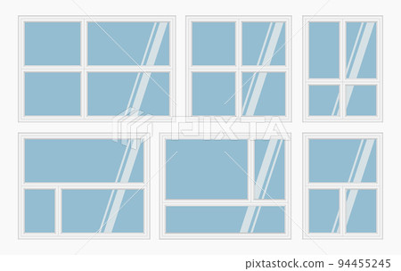 apartment white window frames set isolated vector flat illustration apartment white window frames set isolated vector flat illustration 94455245