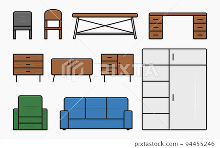 furniture wooden table color icon set vector flat illustration furniture wooden table color icon set vector flat illustration 94455246