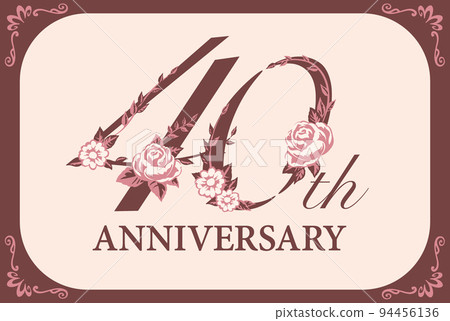 40 週年設計材料。帶花的數字字體。向量。 40 週年設計材料。帶花的數字字體。向量。 94456136