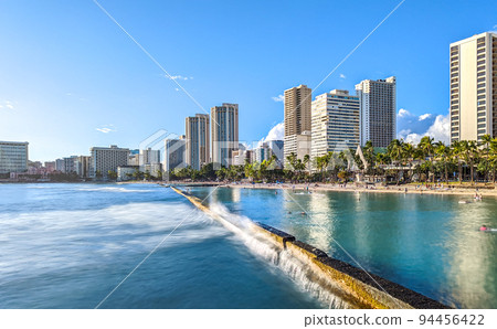 Ocean Water, Waikiki Beach, and Hotel Towers 94456422