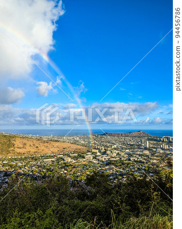 Waikiki and Honolulu from Tantalus Overlook on Oahu 94456786