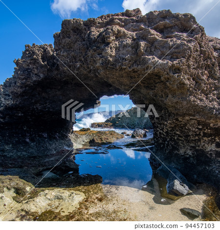 Kea'au Beach Park rocky scenes in oahu hawaii 94457103
