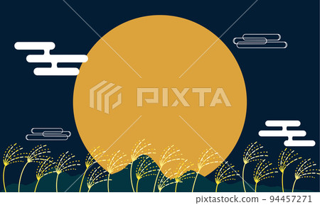 收穫在夜空和蒲葦中閃耀的月亮 收穫在夜空和蒲葦中閃耀的月亮 94457271