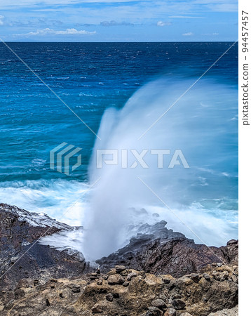 Water gushing through the Halona blowhole 94457457
