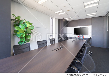 Meeting room with a large monitor Office interior view Interior business image 94457477