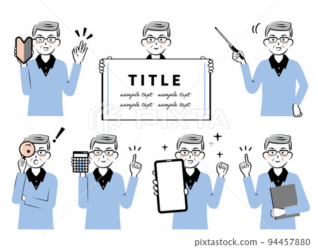 A set of senior men with calculators, magnifying glasses, etc. 3c 94457880