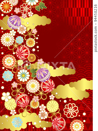 Japanese flower tomari red Japanese pattern background vertical 94458216