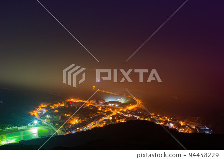 Night foggy High angle view of the Matsu Beigan Airport 94458229