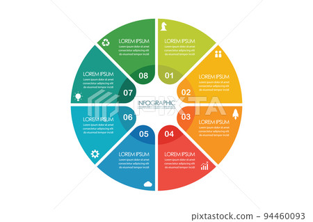 Circle infographic eight steps template Circle infographic eight steps template 94460093