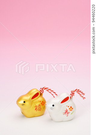 Year of the Rabbit New Year's card material gold and silver rabbit pink gradation Year of the Rabbit New Year's card material gold and silver rabbit pink gradation 94460220