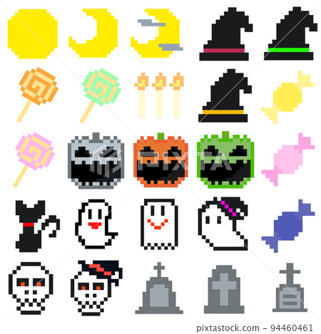 Pixel art Halloween icon set 94460461