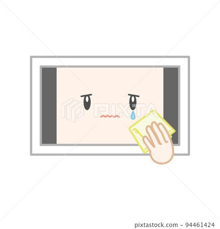 An anthropomorphic tablet that cries with a handkerchief 94461424