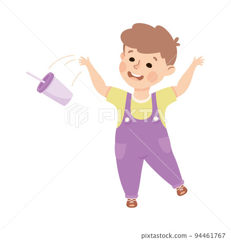Little Boy Throwing Cup in Dustbin Collecting Garbage Vector Illustration Little Boy Throwing Cup in Dustbin Collecting Garbage Vector Illustration 94461767