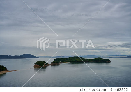 Full view of Angel Road in the early morning, Shodoshima, Kagawa Prefecture 94462202
