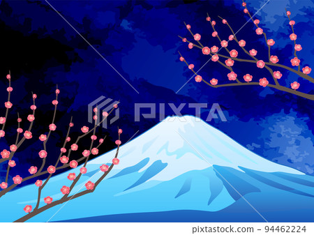 裝飾背景-夜空中的小白和富士山 裝飾背景-夜空中的小白和富士山 94462224