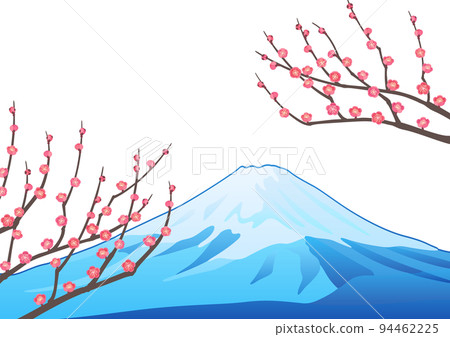裝飾背景-紅梅和富士山 裝飾背景-紅梅和富士山 94462225