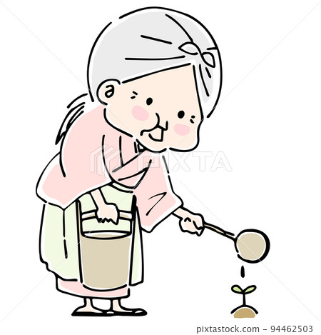 古板的祖母澆灌植物 古板的祖母澆灌植物 94462503