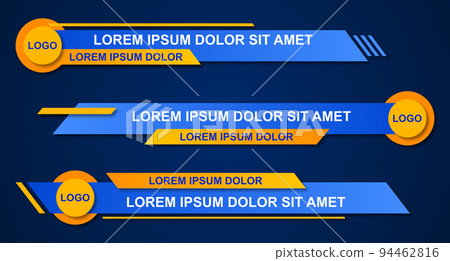 Graphic set of Broadcast News Lower Thirds Banner for Television. Modern stylish lower third banner template design. Vector video headline title 94462816