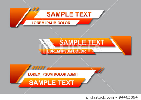 Three geometric lower third banners set design. Modern geometric lower third banner template design. Colorful lower thirds set template vector Three geometric lower third banners set design. Modern geometric lower third banner template design. Colorful lower thirds set template vector 94463064