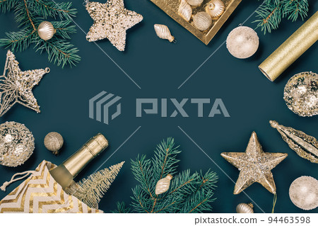 Christmas and New Year rich golden ornaments banner. 94463598