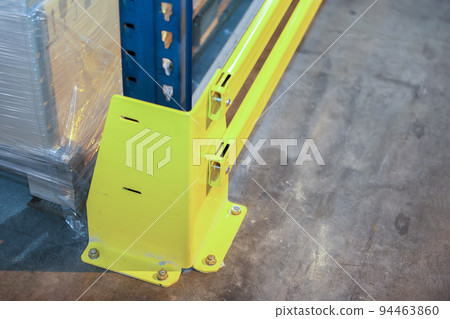 Part of fastening metal structure of warehouse shelves for storing products. Part of fastening metal structure of warehouse shelves for storing products. 94463860
