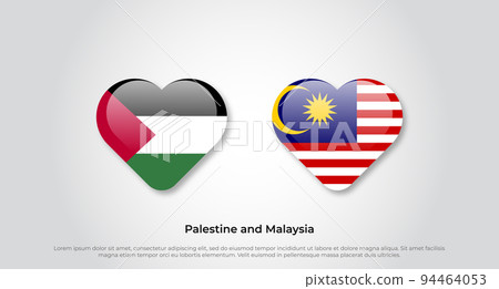 Love Palestine and Malaysia symbol. Heart flag icon. Vector illustration Love Palestine and Malaysia symbol. Heart flag icon. Vector illustration 94464053