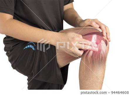 asian man rubbing knee muscle injury asian man rubbing knee muscle injury 94464608