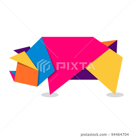 Pig origami. Abstract colorful vibrant pig logo design. Animal origami. Vector illustration Pig origami. Abstract colorful vibrant pig logo design. Animal origami. Vector illustration 94464704