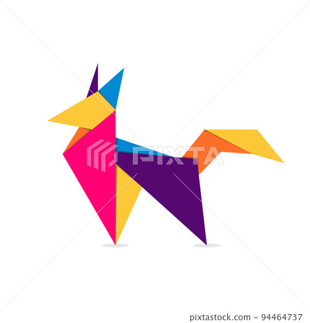 Fox origami. Abstract colorful vibrant fox logo design. Animal origami. Vector illustration Fox origami. Abstract colorful vibrant fox logo design. Animal origami. Vector illustration 94464737