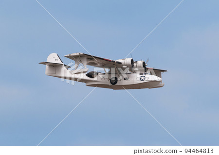 U.S. Army Air Corps OA-10 Catalina flying boat preparation for water landing 94464813