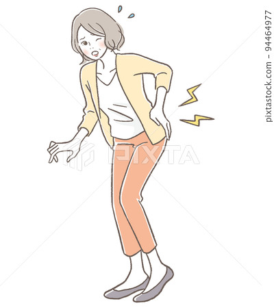 有腰下部痛的資深婦女 94464977