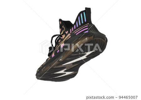 Black sneakers with a hologram on a white background. Sport shoes. Black sneakers with a hologram on a white background. Sport shoes. 94465007