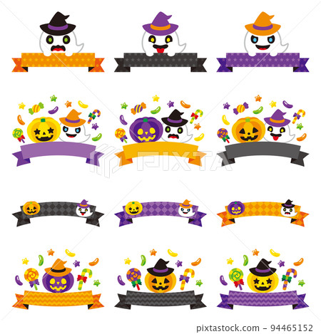 萬聖節插圖框架絲帶集 94465152