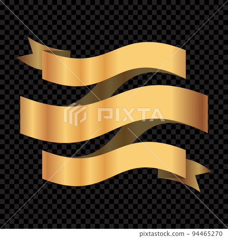 Golden ribbon. Gold ribbon badge vector. Realistic banner and price tags isolated background. Ribbon, realistic badge illustration 94465270